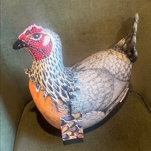 NWT John Derian x Target 2024 Beaded Decorative Chicken Accent Pillow